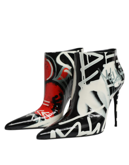 Dolce &amp; Gabbana Multicolor Graffiti Ankle Boots Heels Shoes