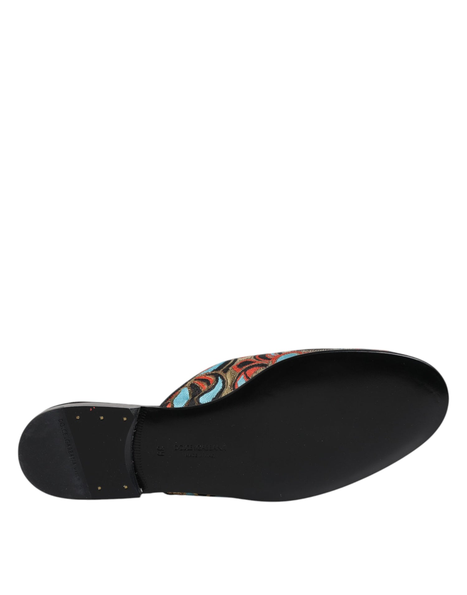 Dolce &amp; Gabbana Multicolor Jacquard Logo Flat Sandals Shoes