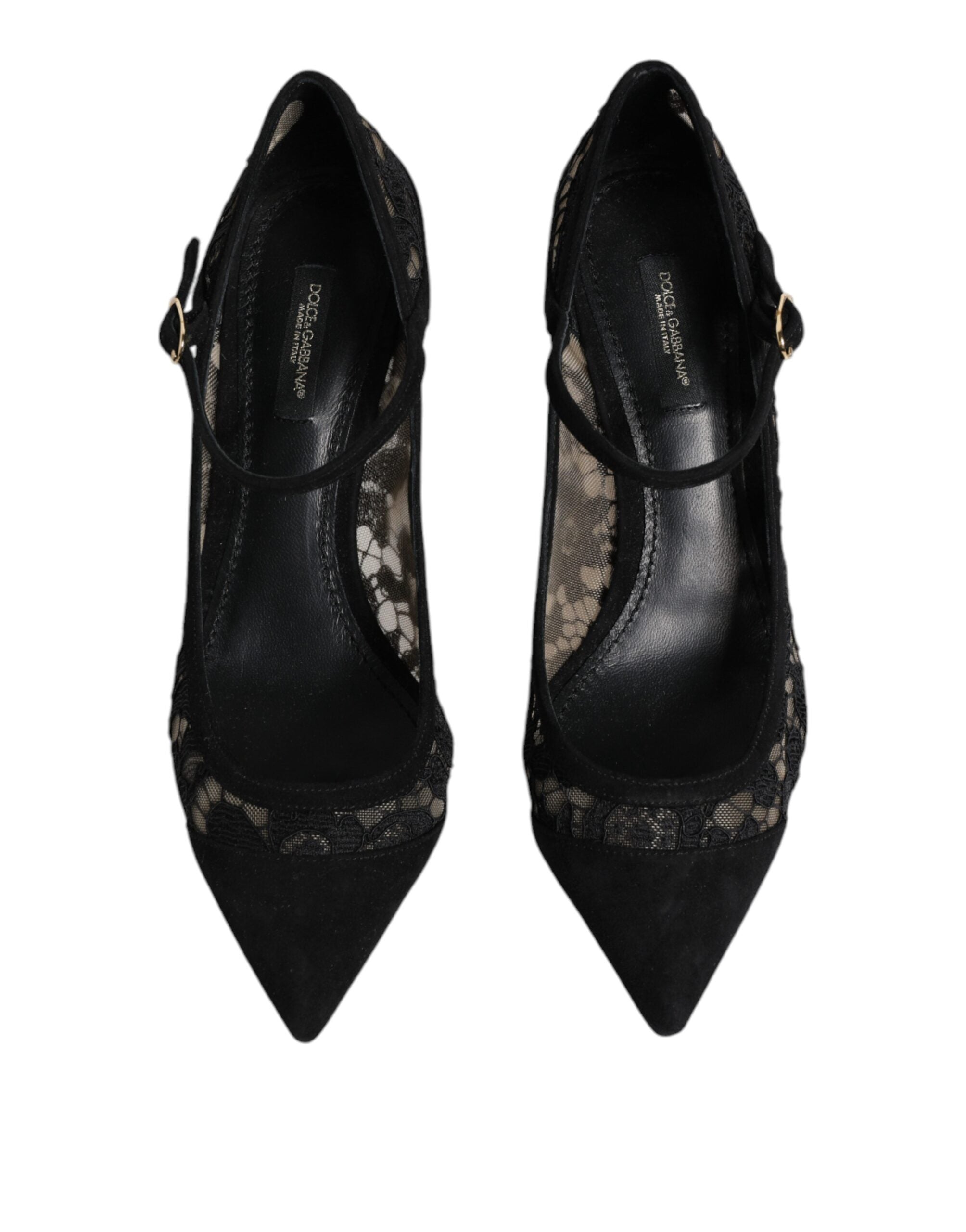 Dolce &amp; Gabbana Black Mary Jane Taormina Lace Pumps Shoes