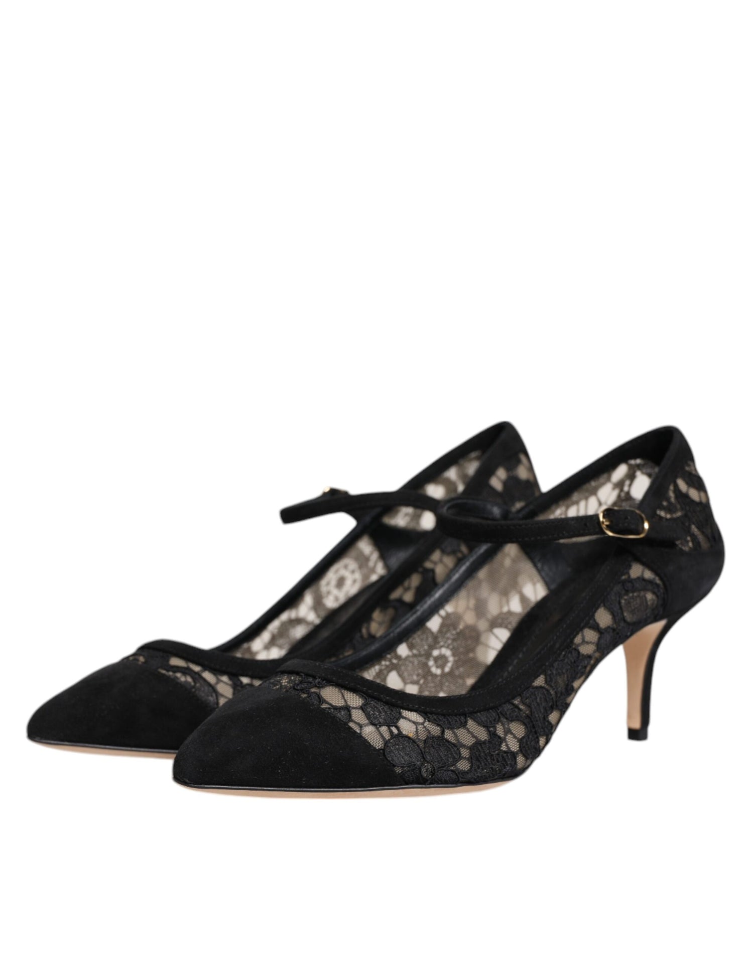 Dolce &amp; Gabbana Black Mary Jane Taormina Lace Pumps Shoes