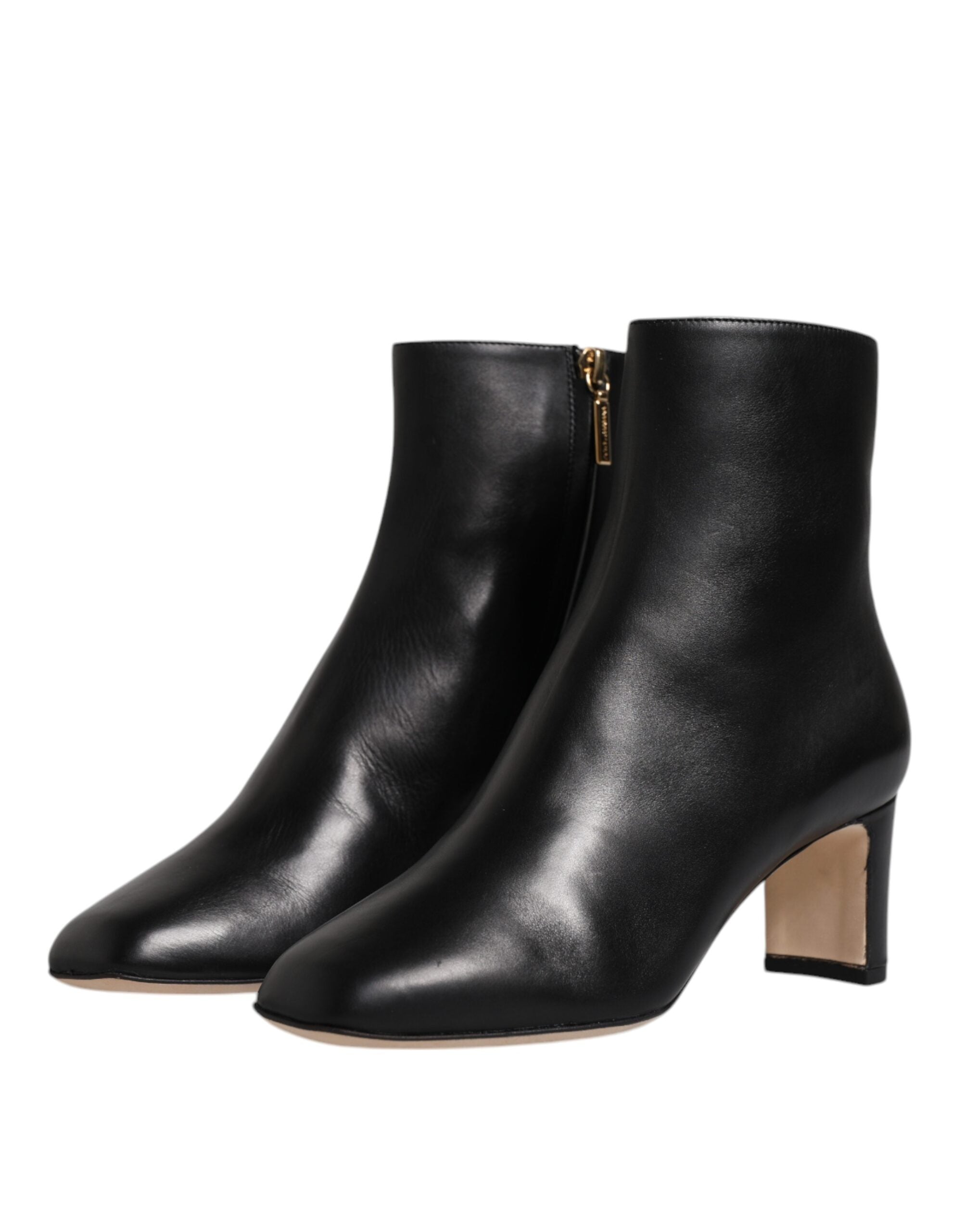 Dolce &amp; Gabbana Black Jackie Leather Mid Calf Boots Shoes