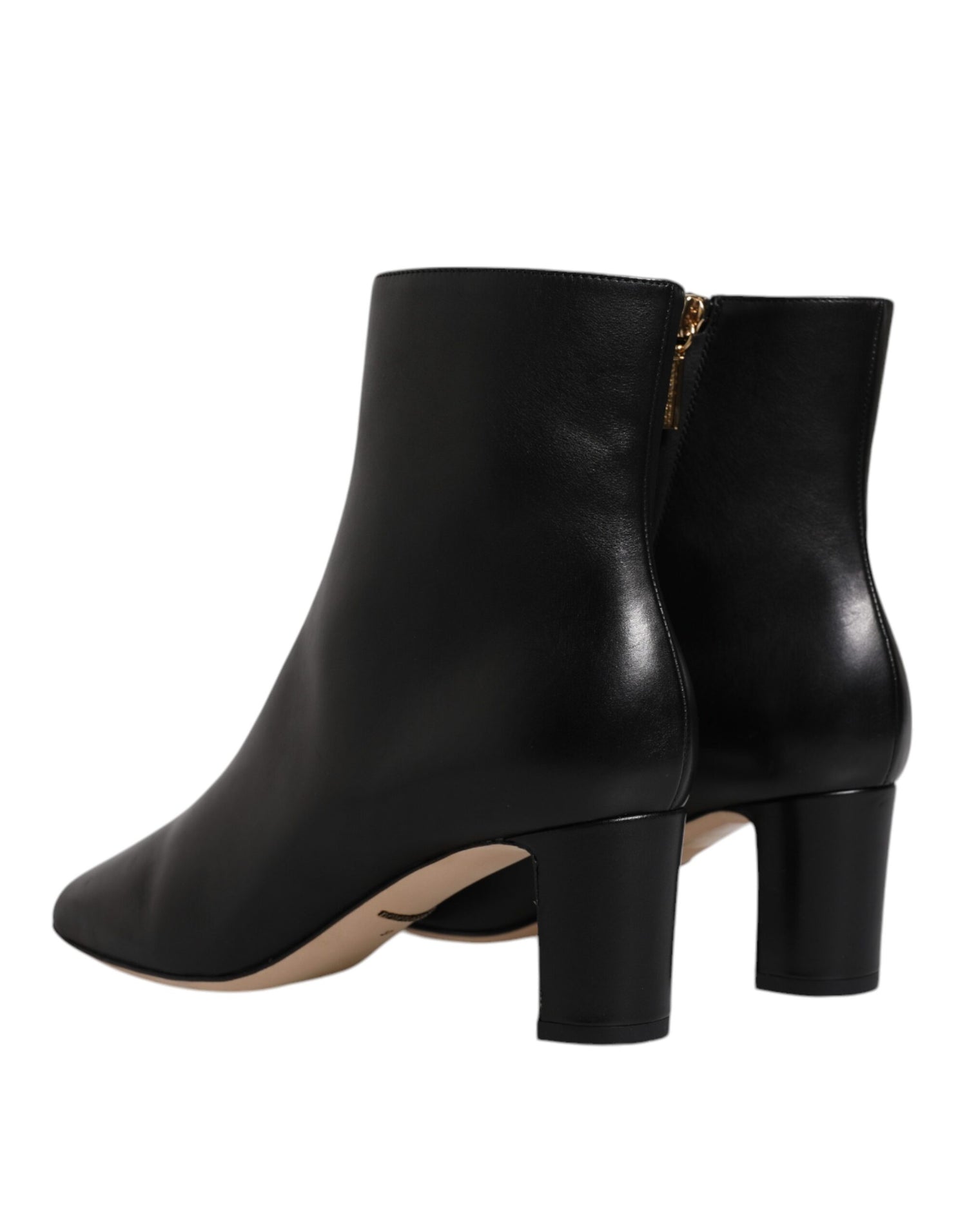 Dolce &amp; Gabbana Black Jackie Leather Mid Calf Boots Shoes