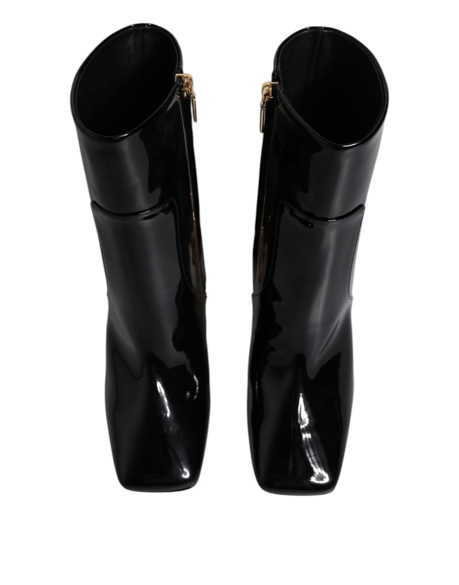 Dolce &amp; Gabbana Black Jackie Leather Mid Calf Boots Shoes