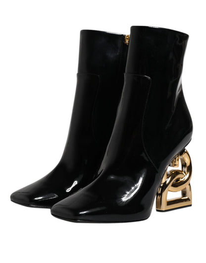 Dolce &amp; Gabbana Black Jackie Leather Mid Calf Boots Shoes