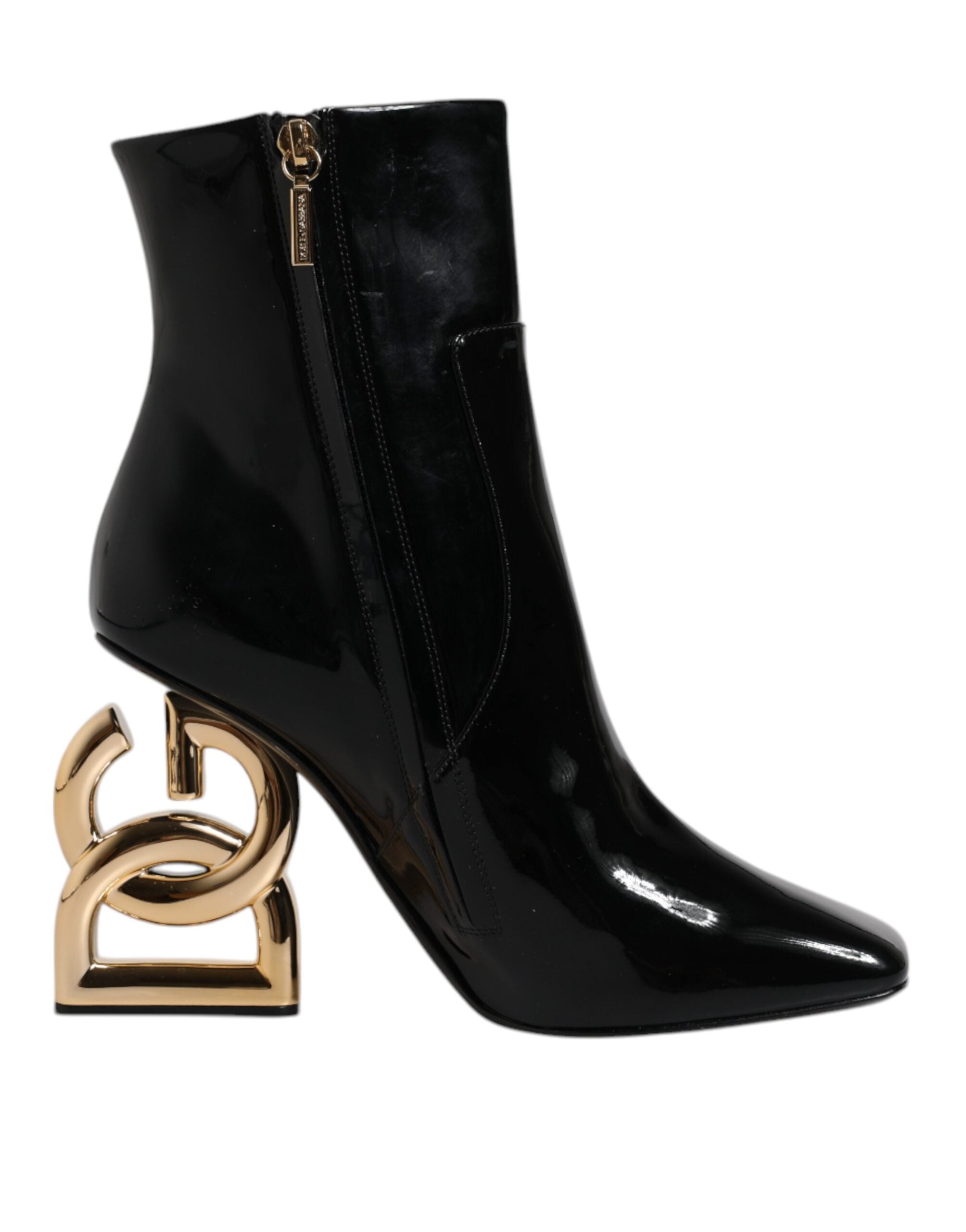 Dolce &amp; Gabbana Black Jackie Leather Mid Calf Boots Shoes