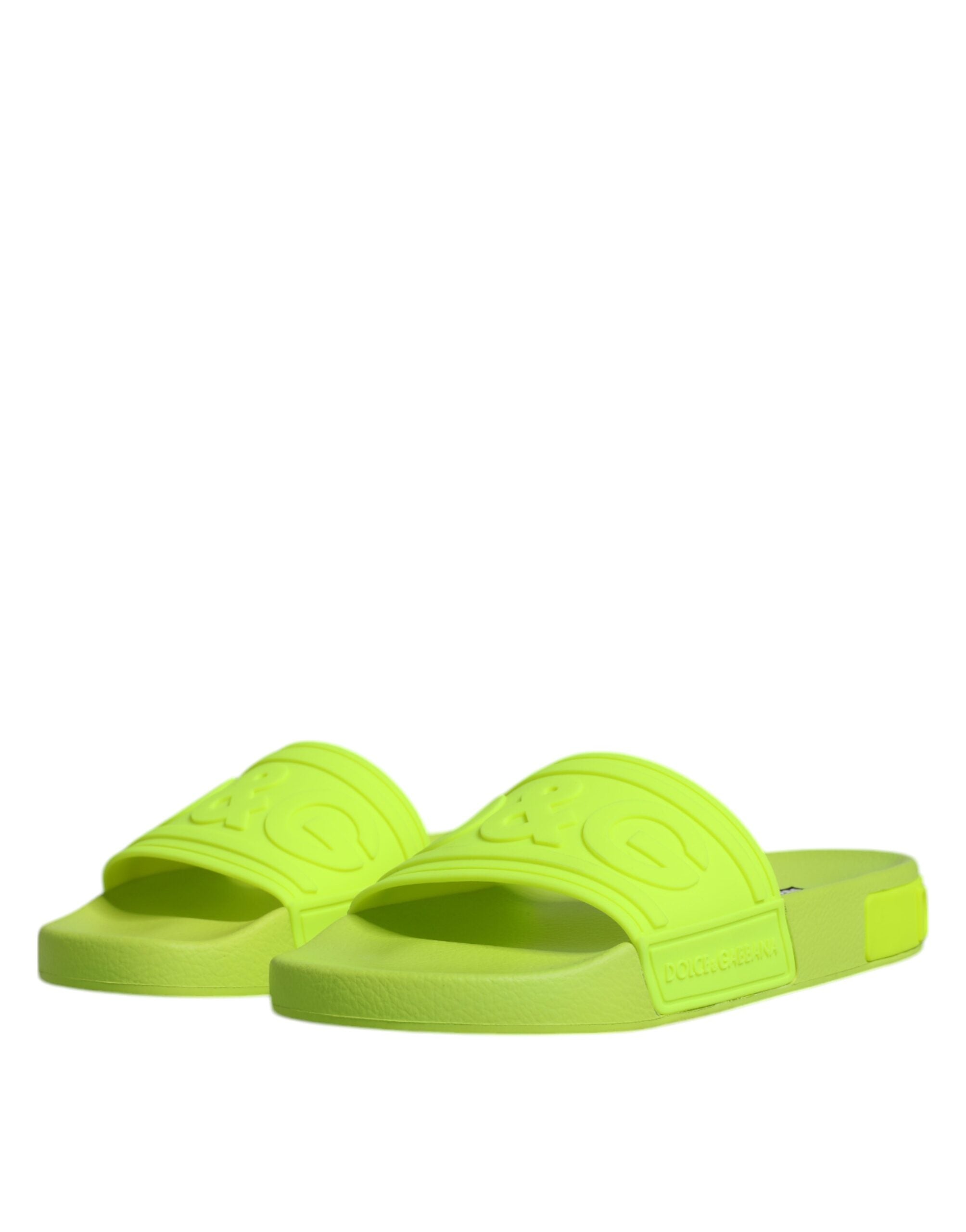 Dolce &amp; Gabbana Green Rubber Slides Sandals Beachwear Shoes