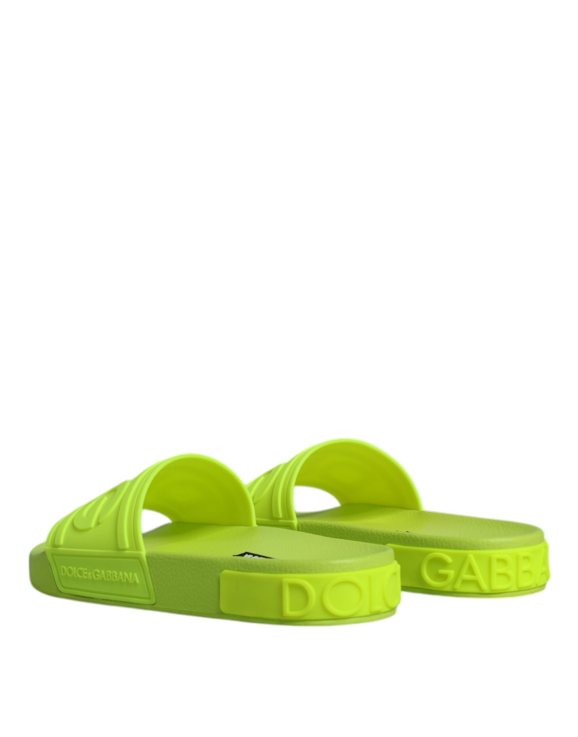 Dolce &amp; Gabbana Green Rubber Slides Sandals Beachwear Shoes