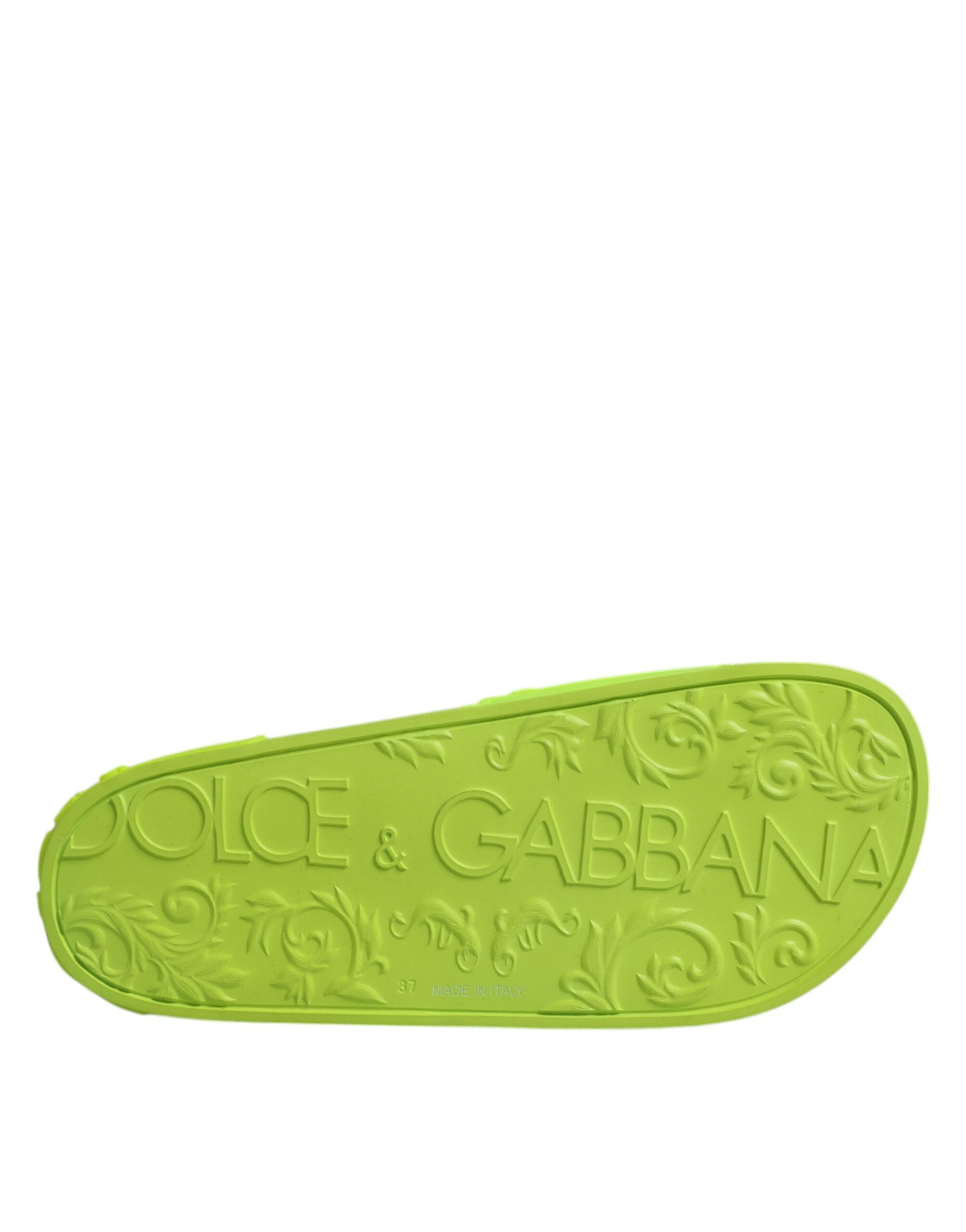 Dolce &amp; Gabbana Green Rubber Slides Sandals Beachwear Shoes