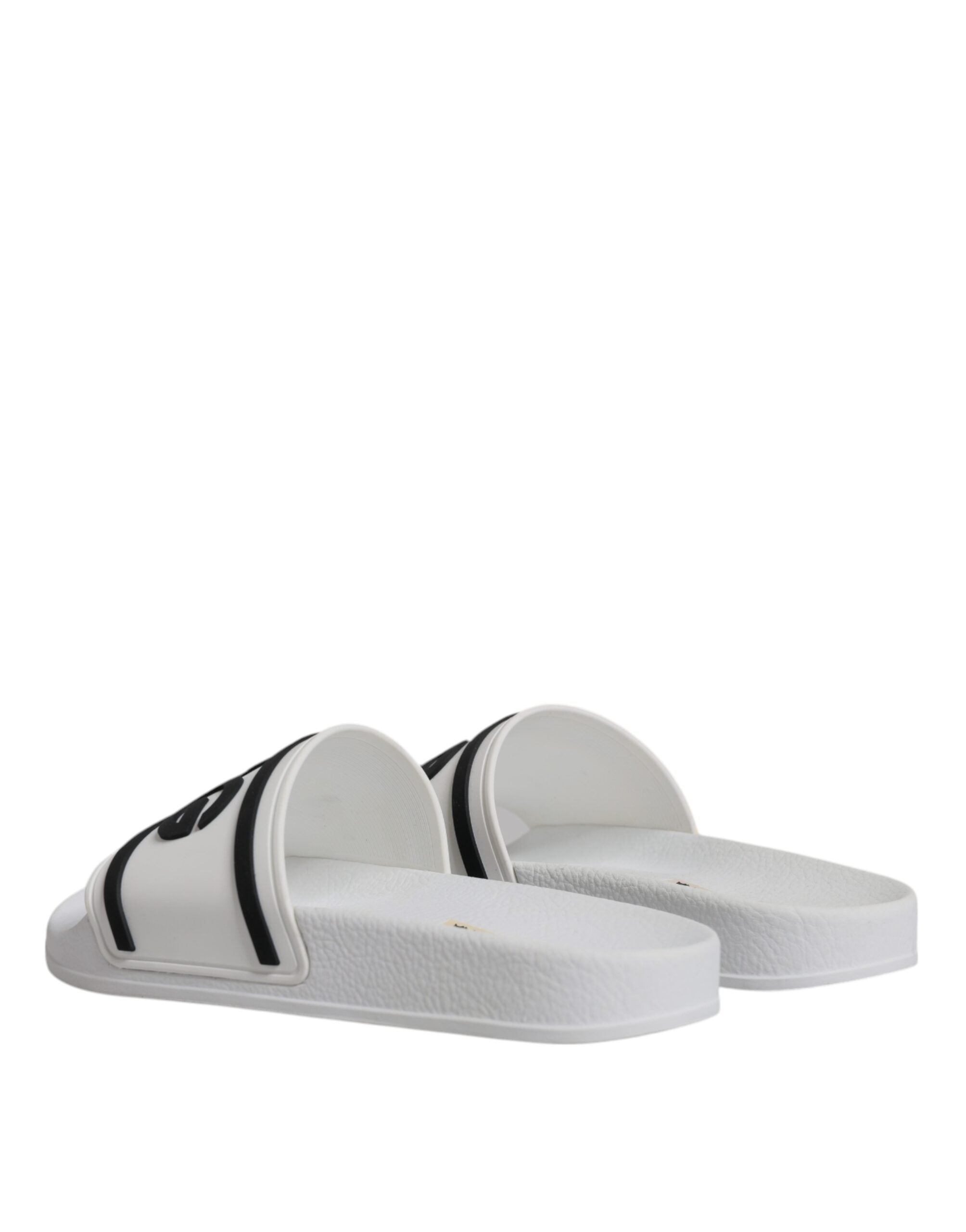 Dolce &amp; Gabbana White Rubber Slides Sandals Beachwear Shoes