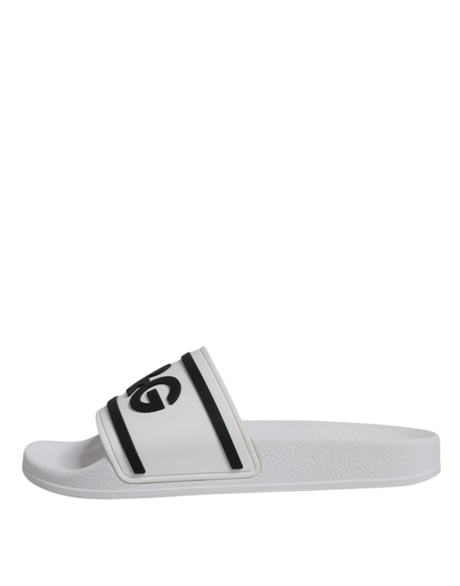 Dolce &amp; Gabbana White Rubber Slides Sandals Beachwear Shoes