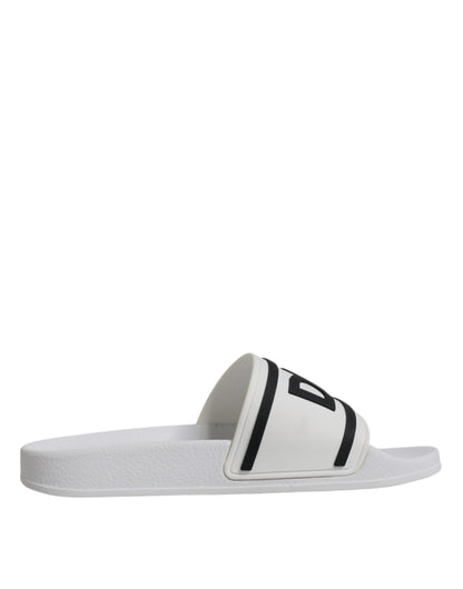 Dolce &amp; Gabbana White Rubber Slides Sandals Beachwear Shoes