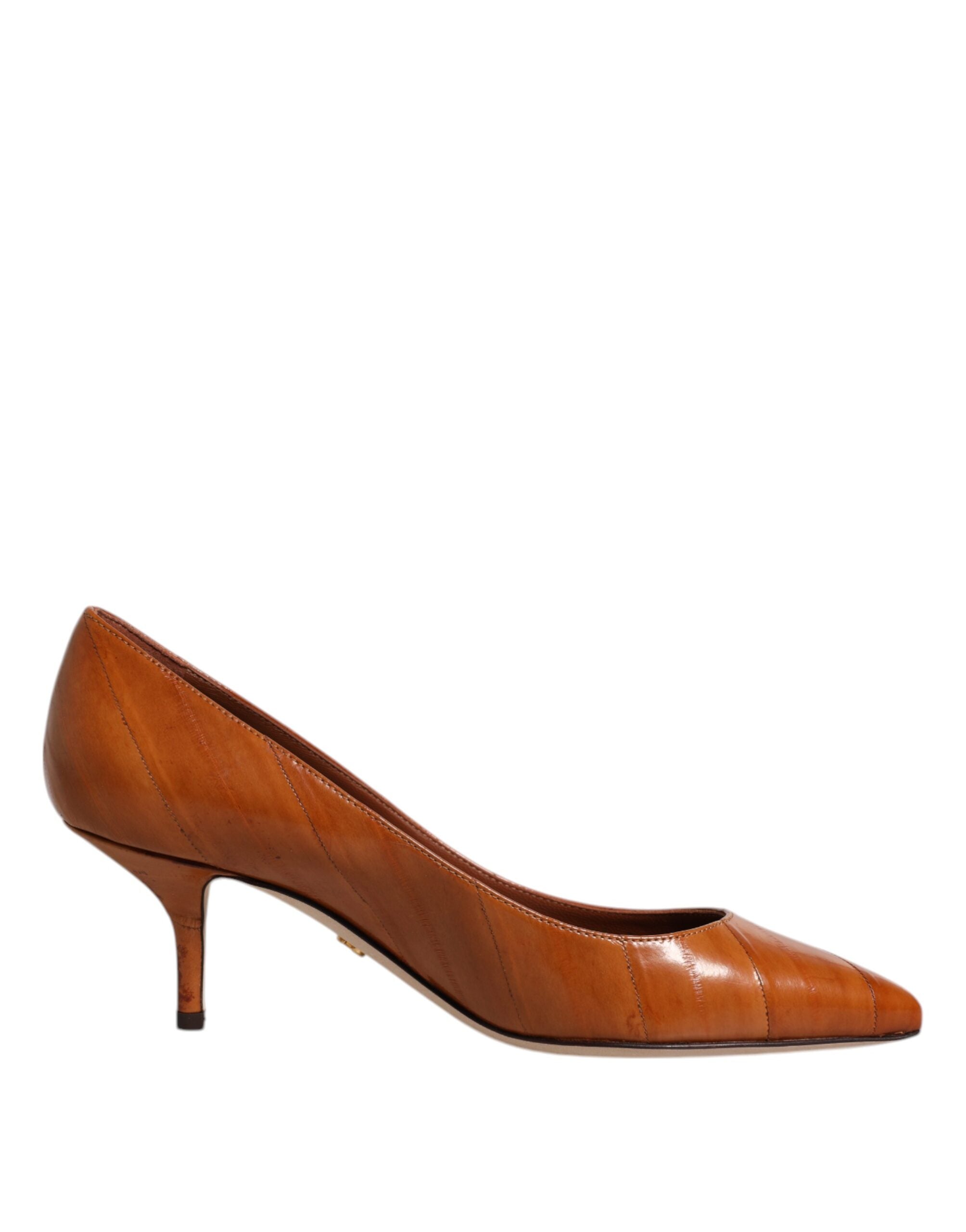 Dolce &amp; Gabbana Brown Leather Kitten Heels Pumps Shoes