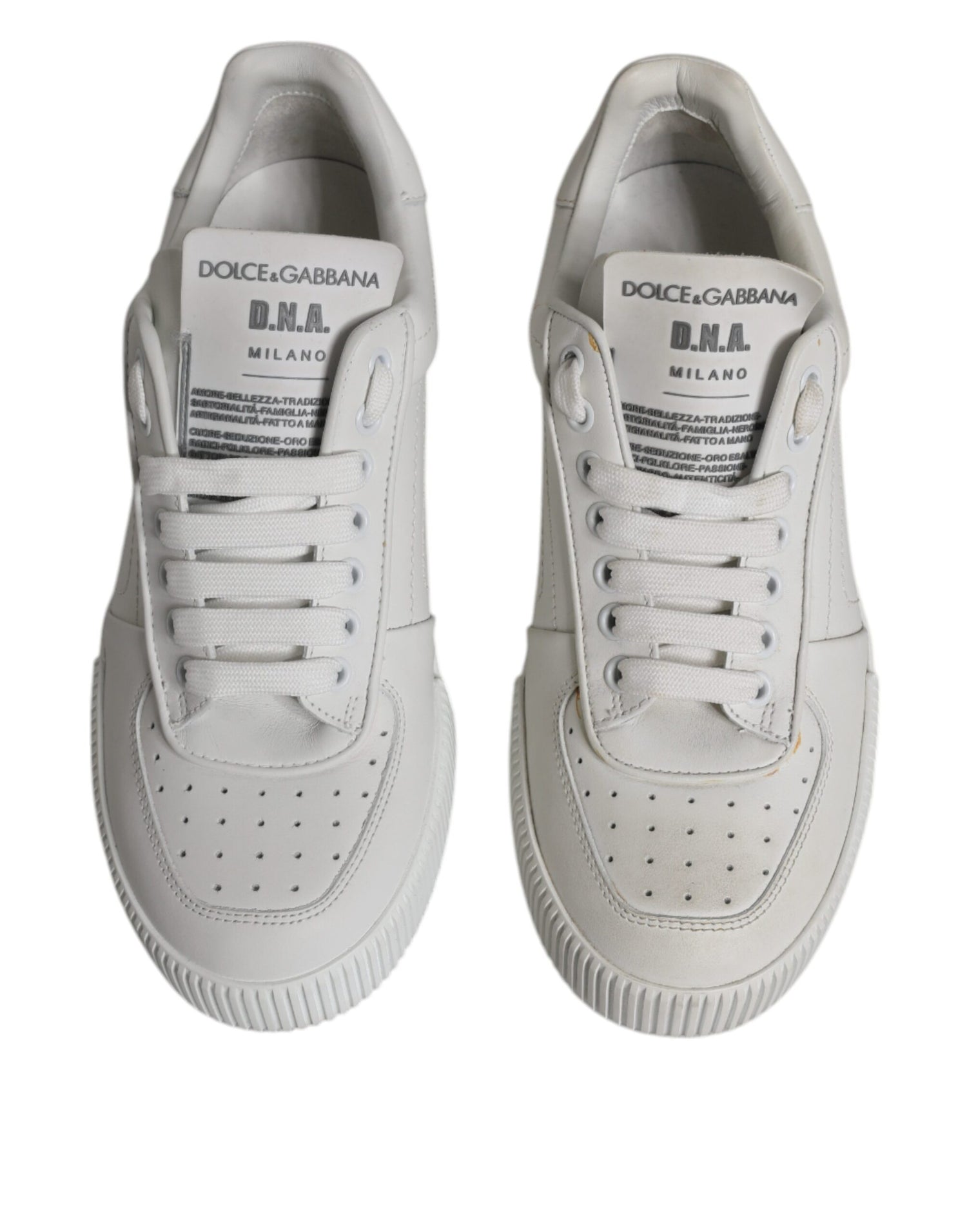 Dolce &amp; Gabbana White Miami Leather Low Top Sneakers Shoes