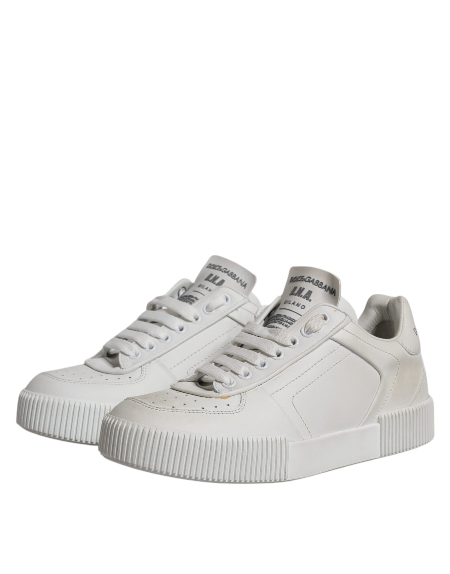 Dolce &amp; Gabbana White Miami Leather Low Top Sneakers Shoes