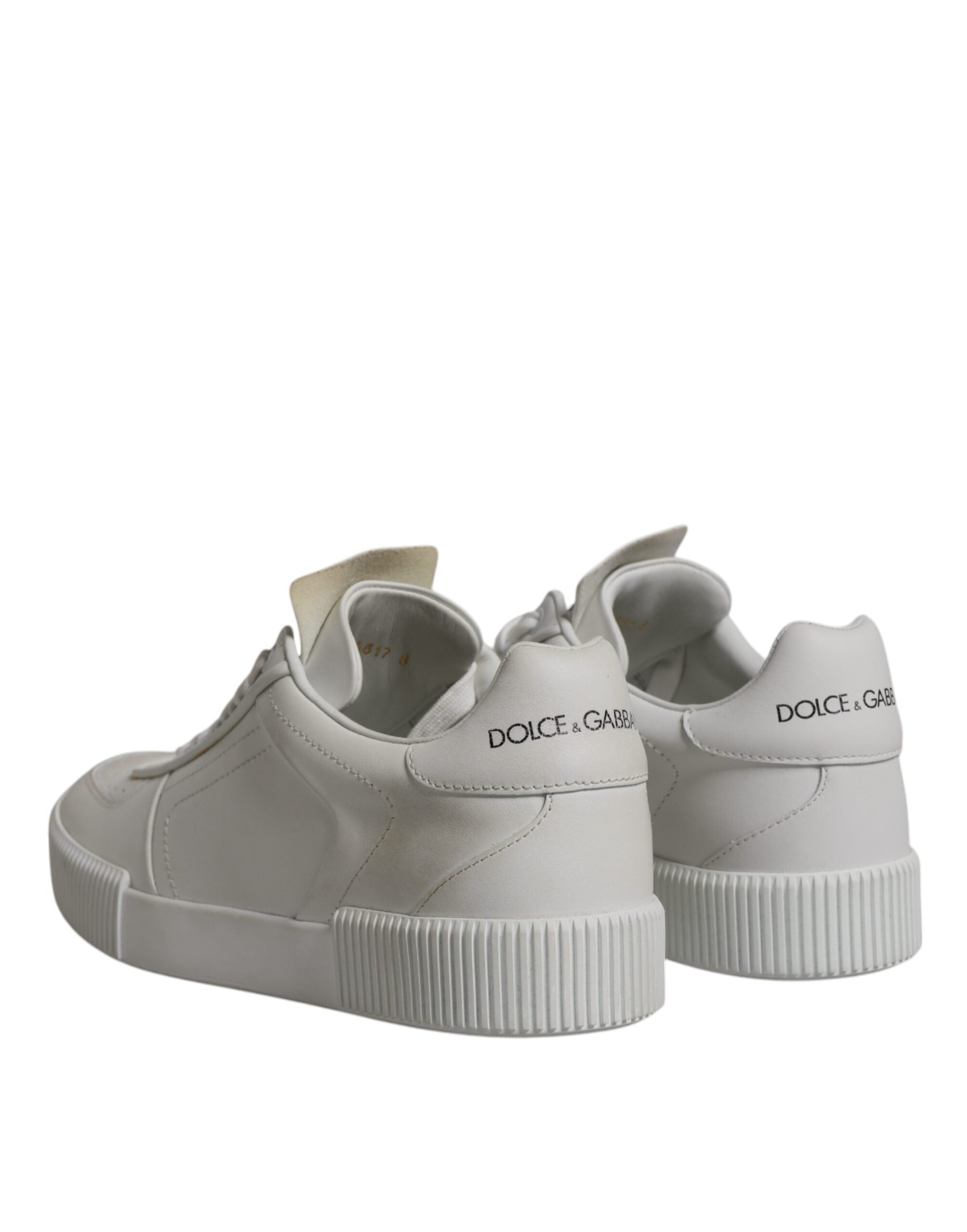 Dolce &amp; Gabbana White Miami Leather Low Top Sneakers Shoes