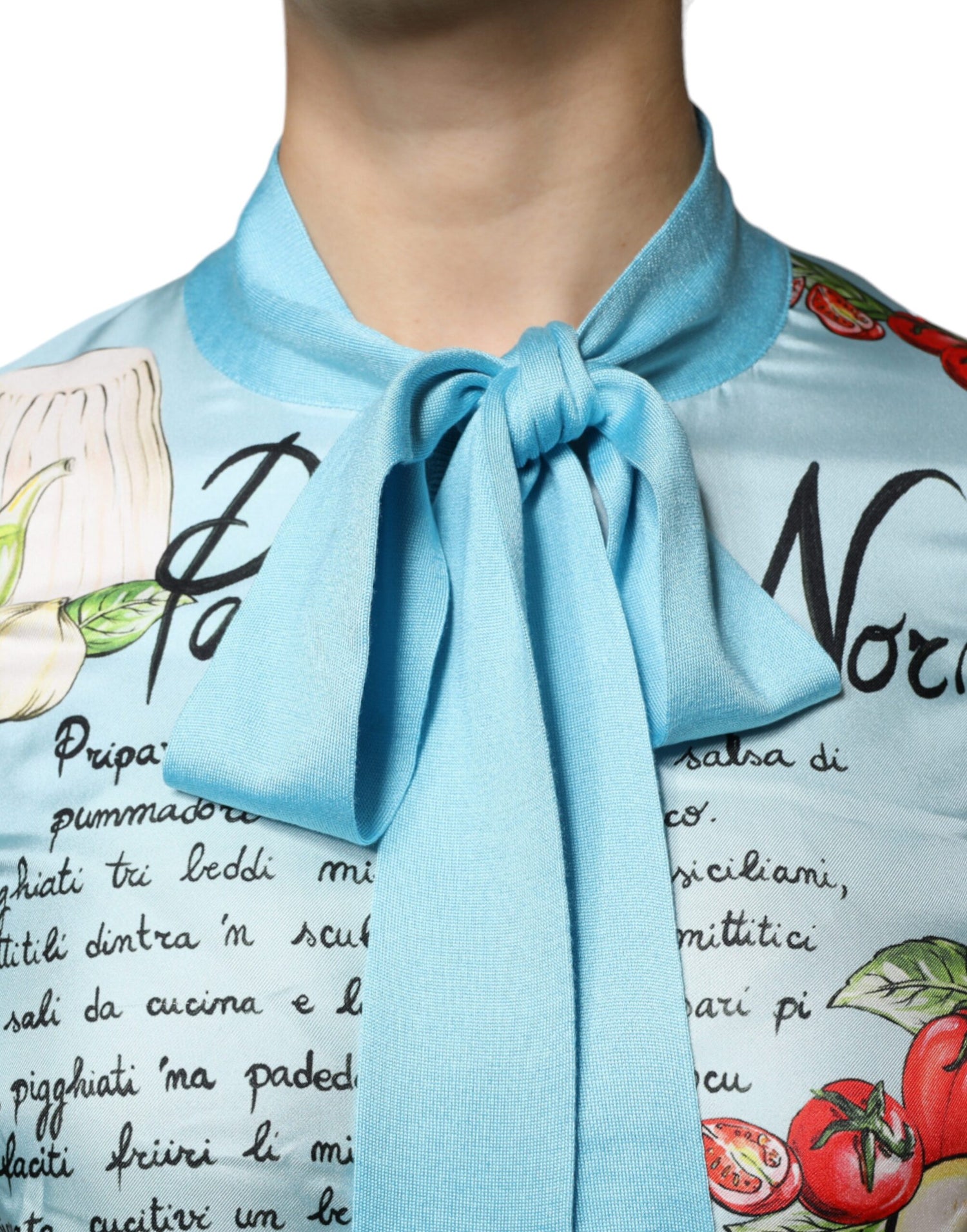 Dolce &amp; Gabbana Blue Pasta Alla Norma Tie Cardigan Sweater