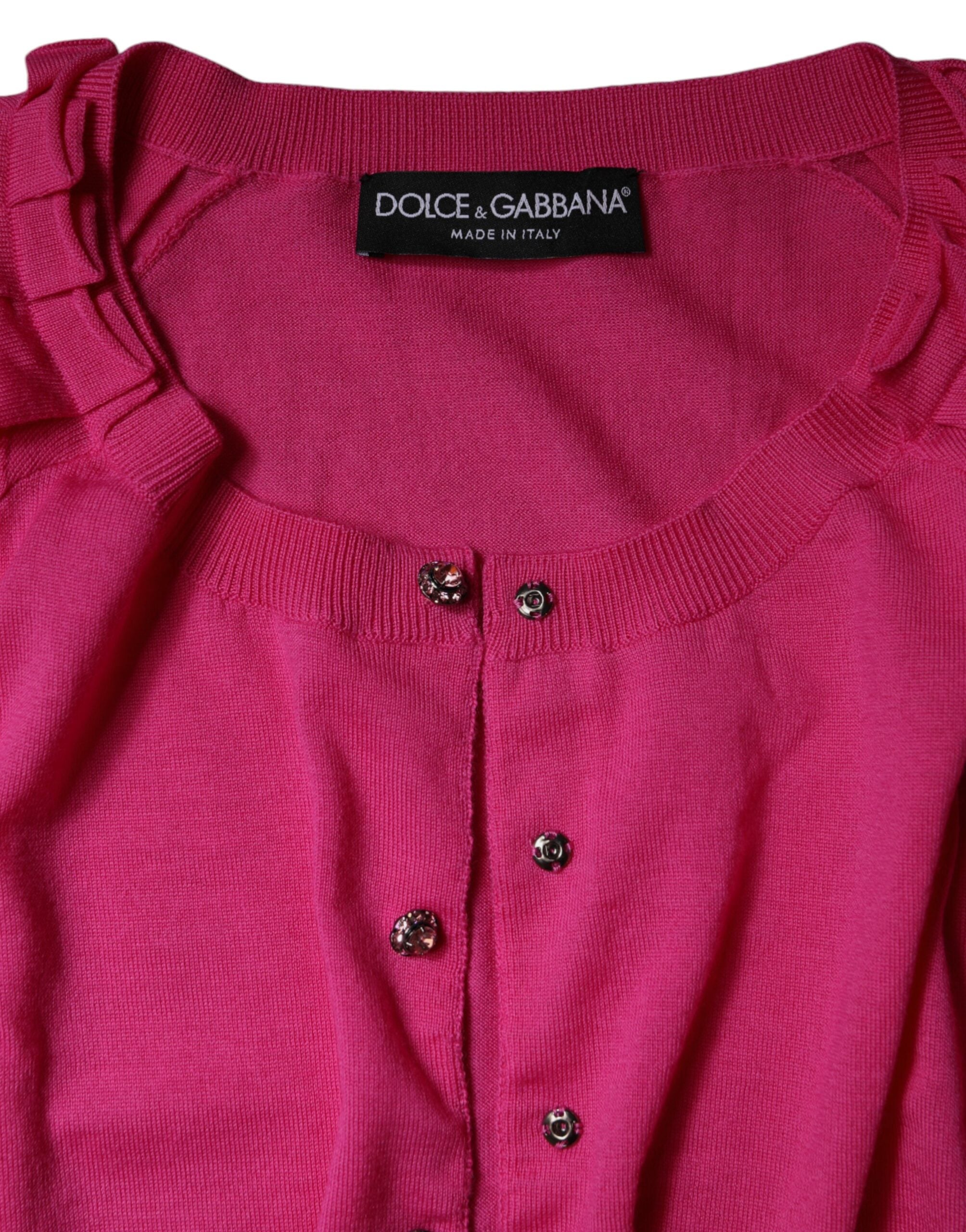 Dolce &amp; Gabbana Pink Wool Button Down Cardigan Sweater