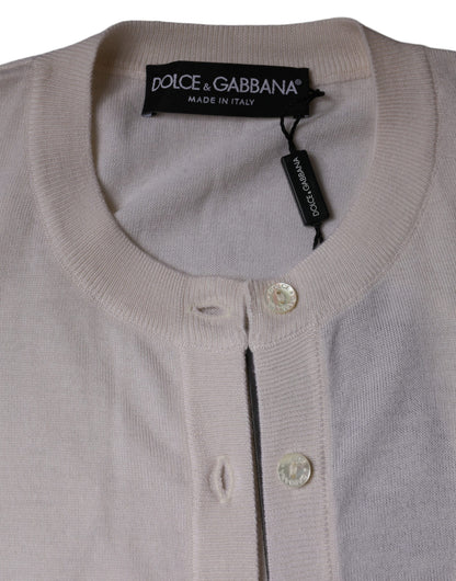 Dolce &amp; Gabbana White Cashmere Button Down Cardigan Sweater