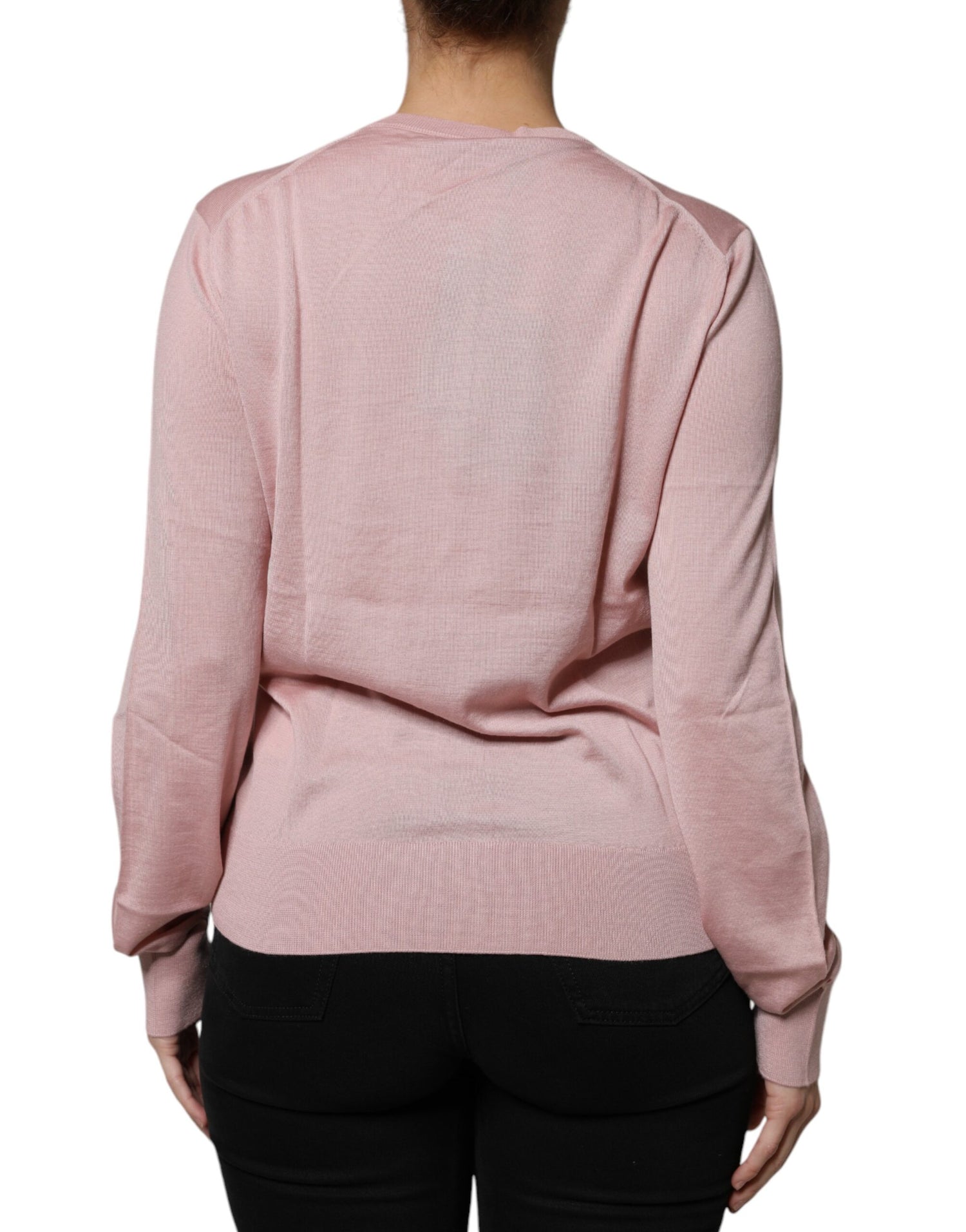 Dolce &amp; Gabbana Pink Wool Knit Button Down Cardigan Sweater