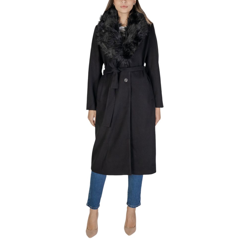 Vila Clothes Black Polyester Jackets &amp; Coat