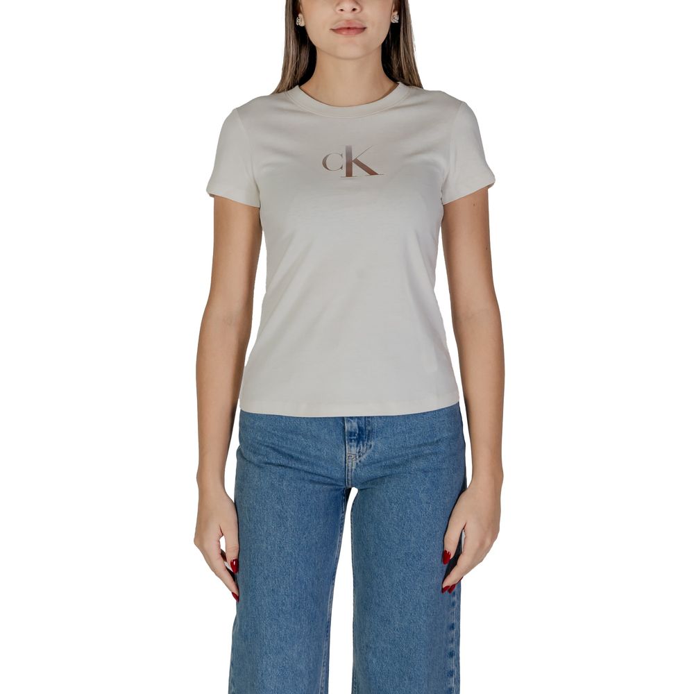 Calvin Klein Jeans Beige Cotton Tops &amp; T-Shirt