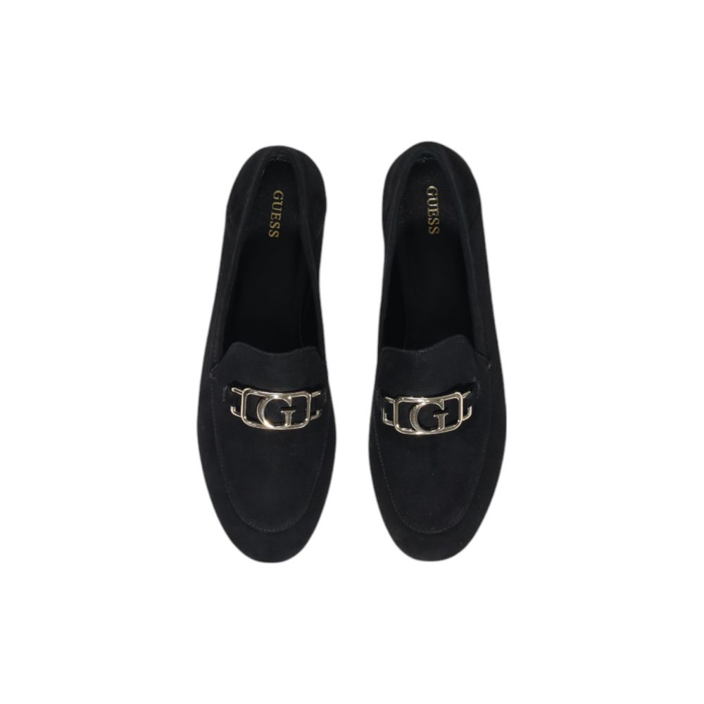 Guess Black Leather Flat Shoe