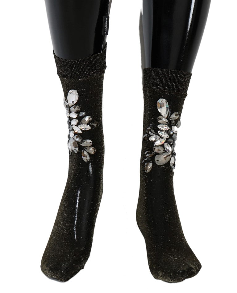 Dolce &amp; Gabbana Crystal-Embellished Black Mid-Calf Stockings