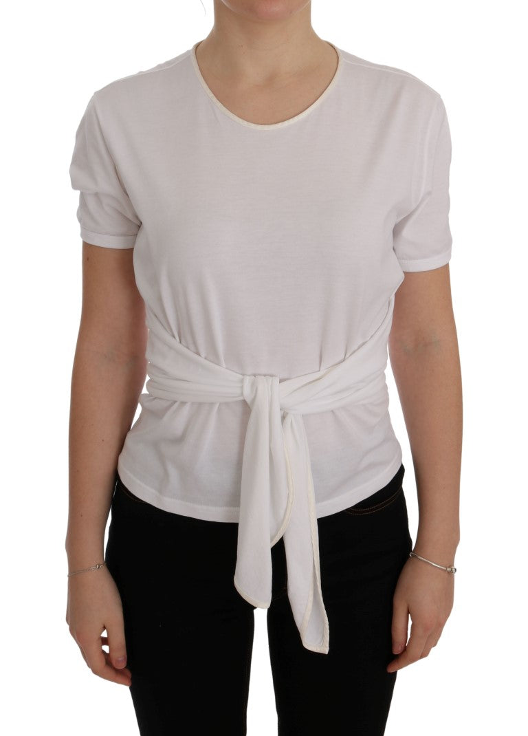 Dolce &amp; Gabbana Elegant White Wrap Blouse with Crystal Accents