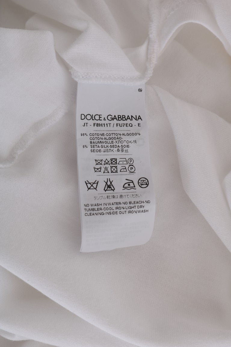 Dolce &amp; Gabbana Elegant White Wrap Blouse with Crystal Accents