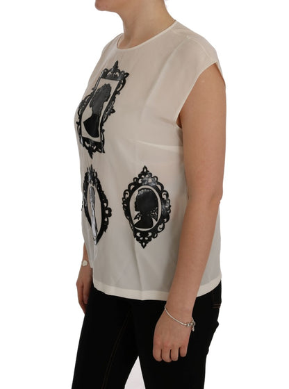 Dolce &amp; Gabbana Embroidered Silk Sicily Frame Blouse