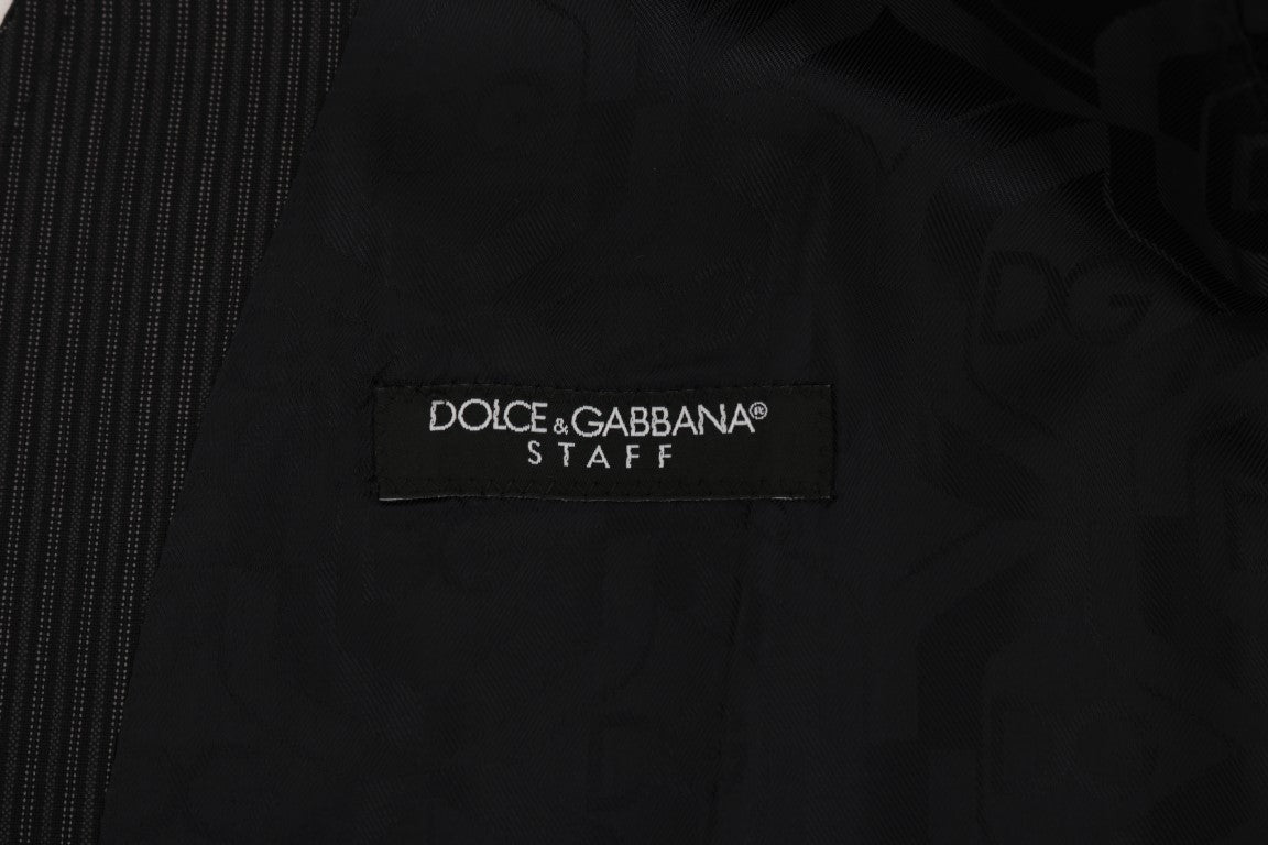 Dolce &amp; Gabbana Elegant Gray Striped Wool Blend Vest