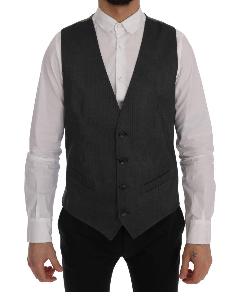 Dolce &amp; Gabbana Sleek Gray Single-Breasted Waistcoat Vest