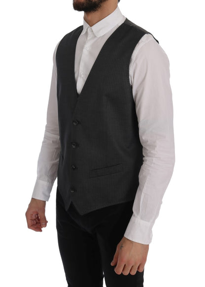 Dolce &amp; Gabbana Sleek Gray Single-Breasted Waistcoat Vest