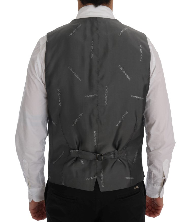 Dolce &amp; Gabbana Sleek Gray Single-Breasted Waistcoat Vest