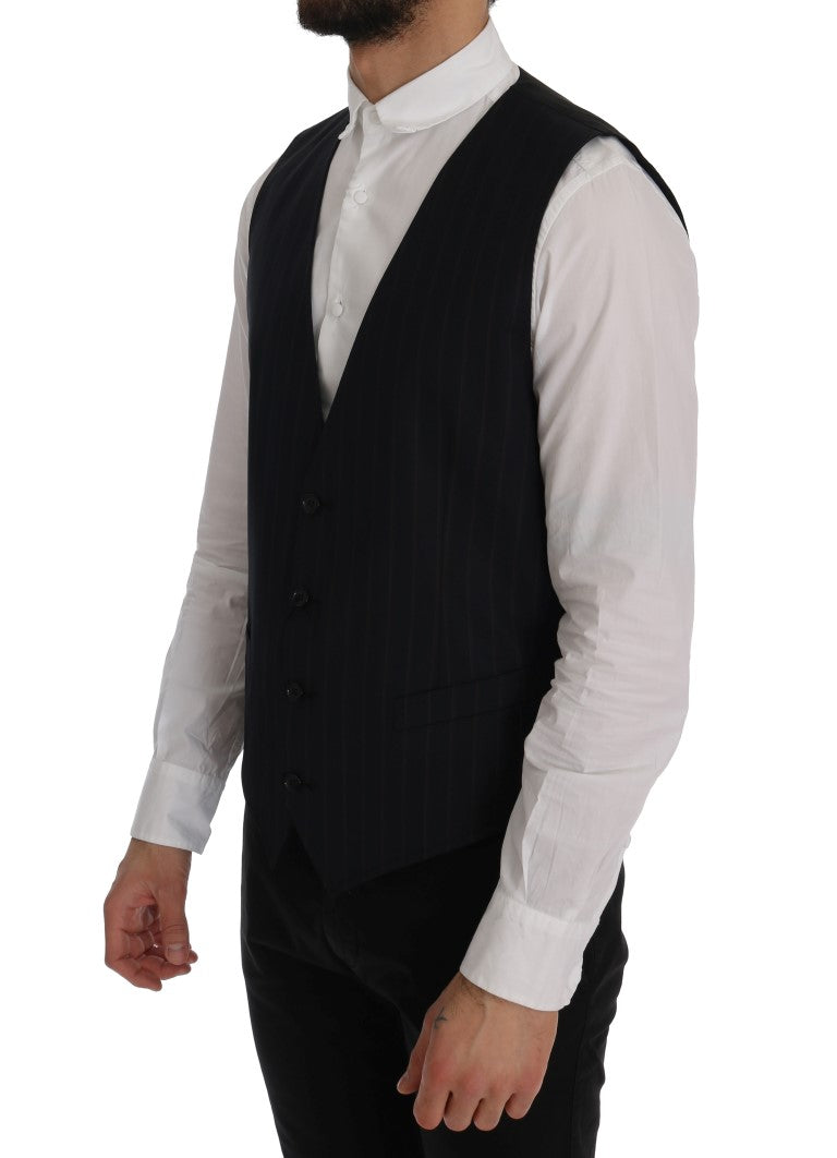 Dolce &amp; Gabbana Elegant Striped Wool Blend Vest Waistcoat