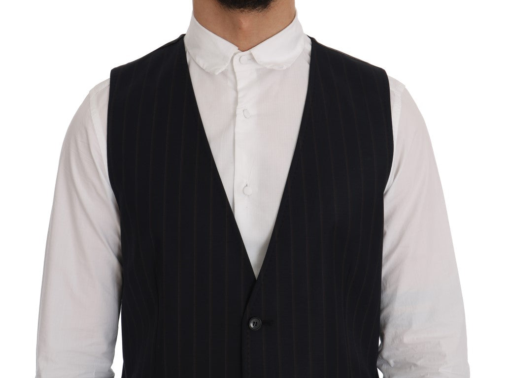 Dolce &amp; Gabbana Elegant Striped Wool Blend Vest Waistcoat