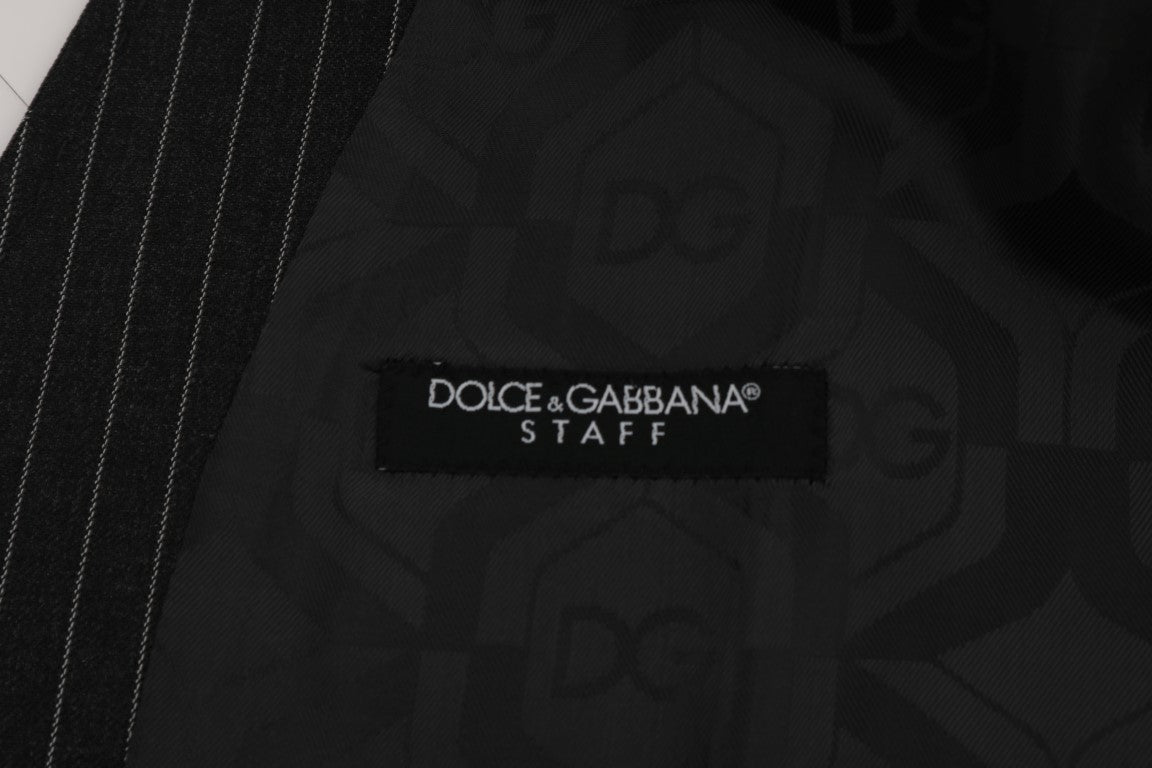 Dolce &amp; Gabbana Elegant Gray Striped Vest Waistcoat