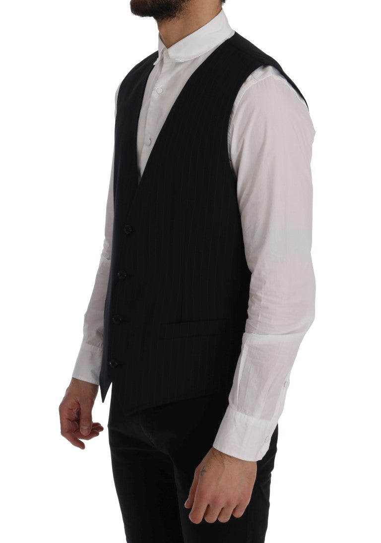 Dolce &amp; Gabbana Elegant Blue Striped Waistcoat Vest