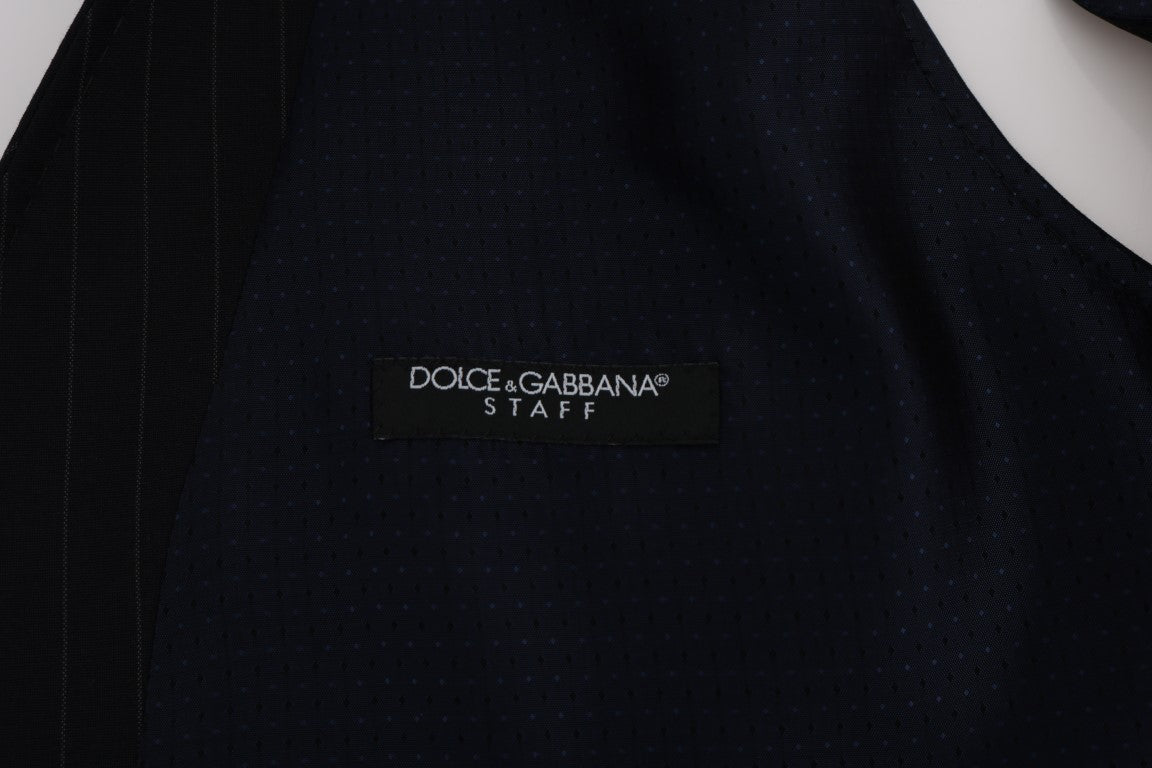 Dolce &amp; Gabbana Elegant Blue Striped Waistcoat Vest