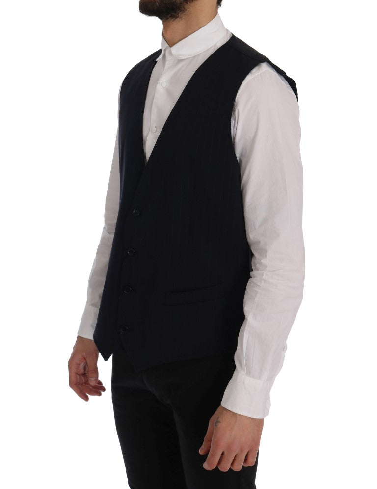 Dolce &amp; Gabbana Elegant Striped Wool Blend Waistcoat Vest