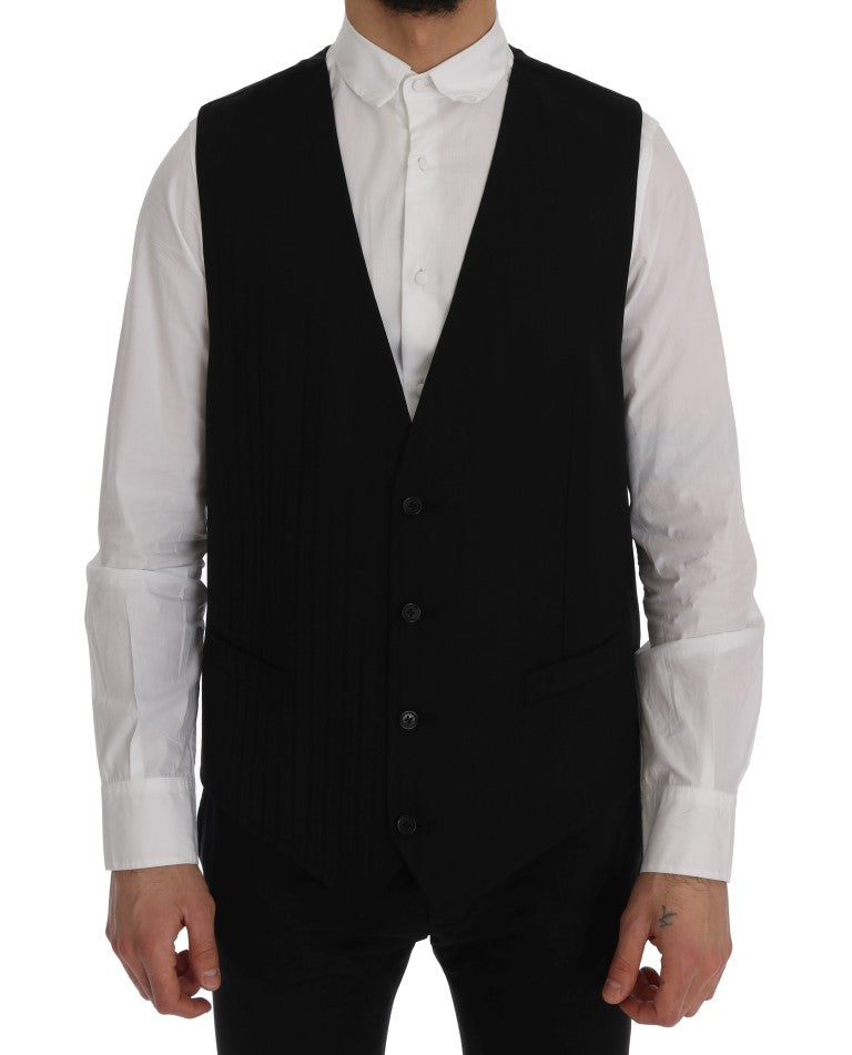 Dolce &amp; Gabbana Elegant Striped Wool Blend Waistcoat Vest