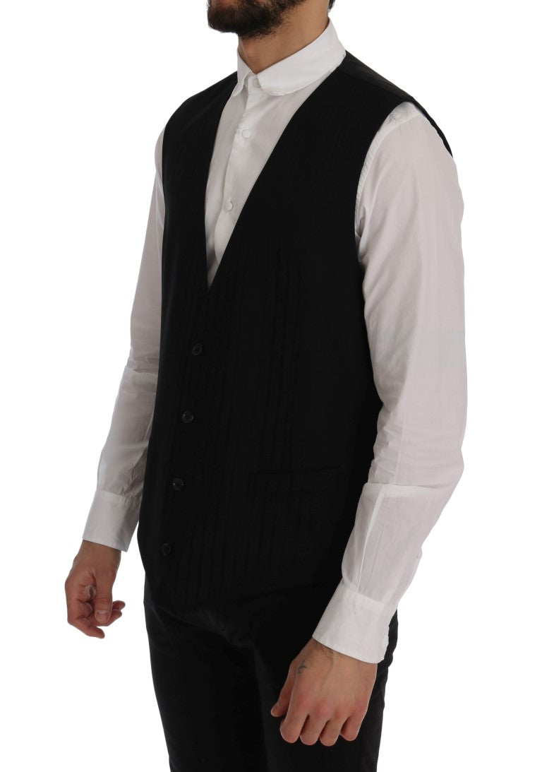 Dolce &amp; Gabbana Elegant Striped Wool Blend Waistcoat Vest