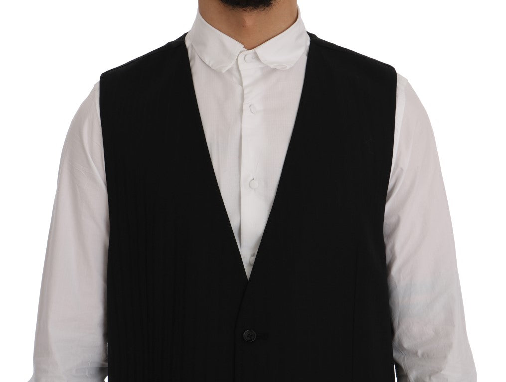 Dolce &amp; Gabbana Elegant Striped Wool Blend Waistcoat Vest