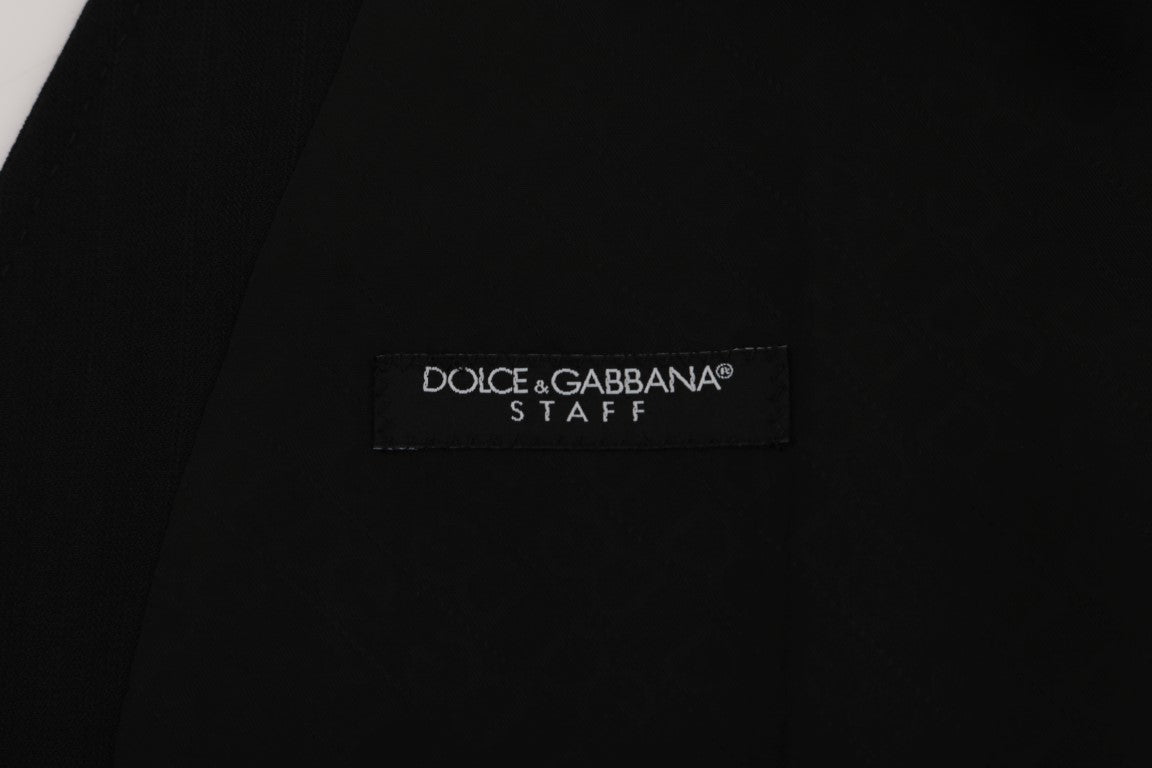 Dolce &amp; Gabbana Elegant Striped Wool Blend Waistcoat Vest