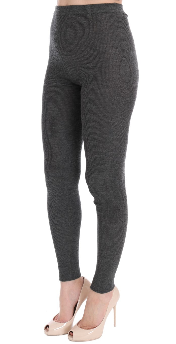 Dolce &amp; Gabbana Chic Gray High Waist Cashmere Tights Pants