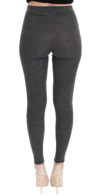 Dolce &amp; Gabbana Chic Gray High Waist Cashmere Tights Pants