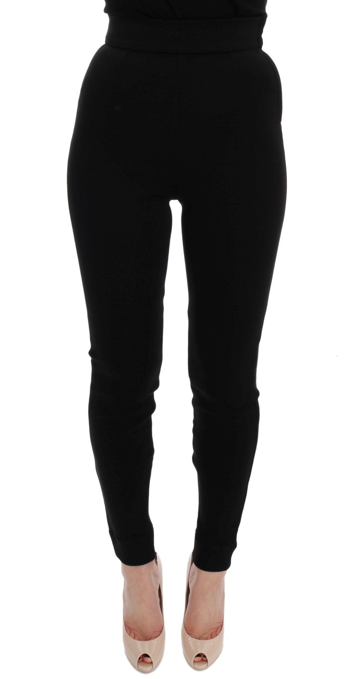 Dolce &amp; Gabbana Elegant Black High Waist Stretch Tights