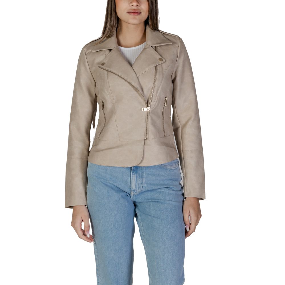 Only Beige Polyester Jackets &amp; Coat