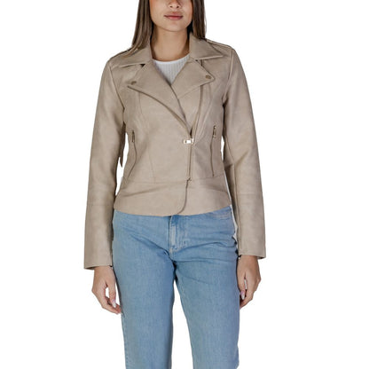 Only Beige Polyester Jackets &amp; Coat