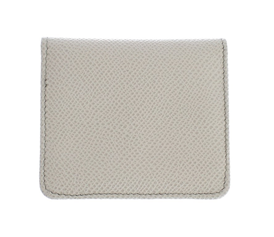 Dolce &amp; Gabbana Sleek White Leather Condom Case Wallet